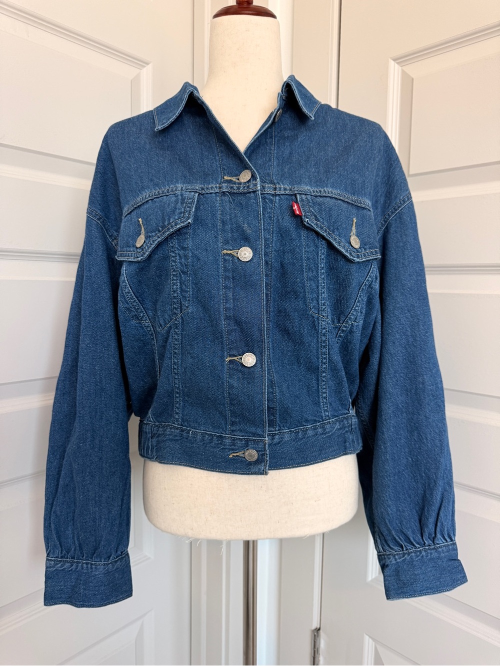 Levi's Blue Denim Cropped Trucker Jacket